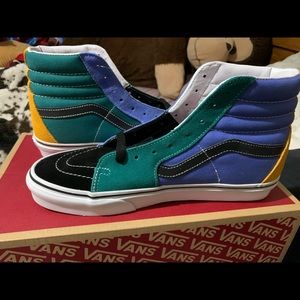 Multi-colored high-top vans